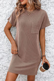 Ribbed Striped Short Sleeve Mini Tee Dress DJPT