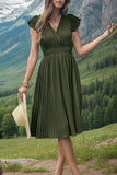 Tied Smocked Waist Flutter Sleeve Dress DJPT
