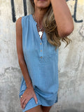 Size Notched Sleeveless Mini Dress Plus Size DJPT