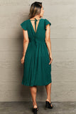 Tied Smocked Waist Flutter Sleeve Dress DJPT