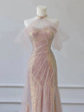 Mermaid Halter Pink Sequin Long Prom Dress Evening Dress Formal Dress SD1819 HZ0628