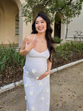 Spaghetti Strap Backless 3D Flowers Maternity Maxi Dress Maternity