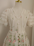 A line V Neckline Lace Tulle Floral Dinner Party Dresses Birthday Outfits SD390