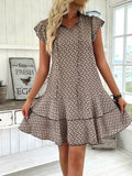 Size Ruffled Layered Printed Mini Dress Plus Size DJPT