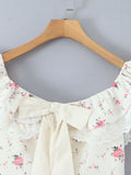 Floral Lace Trim Mini Dress DJPT
