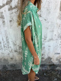 Size Printed Short Sleeve Button-Up Shirt Dress Plus Size DJPT