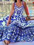 Size Printed Sweetheart Neck Maxi Cami Dress Plus Size DJPT