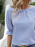 Round Neck Half Sleeve Casual Blouse DJPT
