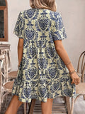 Tie Neck Short Sleeve Dress DJPT