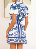 Sleeve Printed Top and Zip Back Skirt Set DJPT