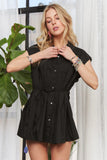 Solid Cap Sleeve Button Up Shirt DJPT