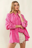 Raw Edge Detailed Mineral Washed Loose Fit Shirt DJPT