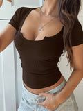 Solid Color Short Sleeve T-Shirt DJPT