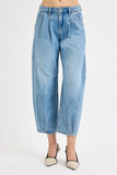 Full Size Mid Rise Fit Crop Wide Volume Leg Jeans Plus Size DJPT