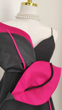 A line Spaghetti Straps Black Satin Short Homecoming Dresses Birthday Outfits SD362