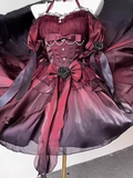 High Low Halter Burgundy Organza Party Dresses Birthday Outfits SD448