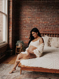 Ivory Three-piece Cozy Knit Set Plus Size Crop Top Cardigan Fluffy Loungewear Casual Daily Maternity Outfit Maternity