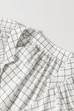 Plaid Notched Balloon Sleeve Mini Dress DJPT