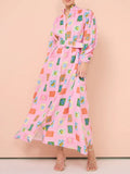 Button Front Long Sleeve Shirt Dress DJPT