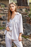 & Dani Solid Sparkling Shimmer Pocket Button Front Shirt DJPT