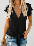 Tie-Front Flutter Sleeve Blouse DJPT