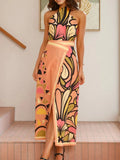 Halter Neck Crop Top and Skirt Set DJPT