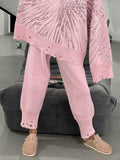 Letter Round Neck Top and Pants Sweater Set DJPT