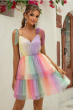 Tie-Shoulder Layered Dress DJPT