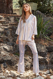& Dani Solid Sparkling Shimmer Pocket Button Front Shirt DJPT