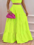 Size Ruffled Cami and Tiered Maxi Skirt Set Plus Size DJPT