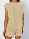 Neck Cap Sleeve Top and Shorts Set DJPT