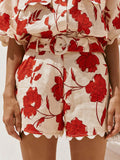 Print Scalloped Edge Top and Shorts Set DJPT