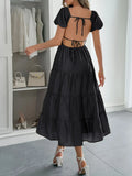 Tiered Puff Sleeve Midi Dress DJPT