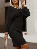 Neck Lantern Sleeve Dress DJPT