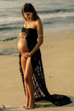 Women's Lace Pregnant Woman Drags-And-Eared Tset Dress Photoless Sleeveless Dress 8862 Maternity