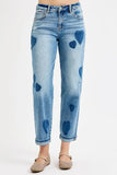 Full Size Mid Rise Fit-boyfriend Heart Shade Jeans Plus Size DJPT