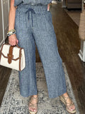 Size Button-Up Shirt and Wide-Leg Pants Set Plus Size DJPT