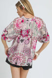 Floral Print Half Sleeve Blouse DJPT