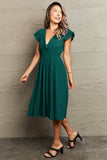Tied Smocked Waist Flutter Sleeve Dress DJPT