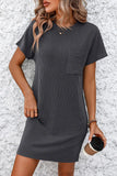 Ribbed Striped Short Sleeve Mini Tee Dress DJPT