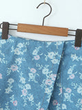 Print Strapless Top and Skort Denim Set DJPT