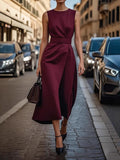 Neck Sleeveless Midi Dress DJPT