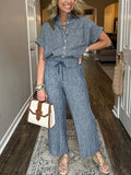 Size Button-Up Shirt and Wide-Leg Pants Set Plus Size DJPT