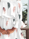 Size Floral Off-Shoulder Flounce Sleeve Mini Dress Plus Size DJPT