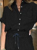 Size Button-Up Shirt and Wide-Leg Pants Set Plus Size DJPT