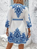 V-Neck Balloon Sleeve Mini Dress DJPT
