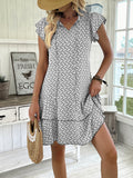 Size Ruffled Layered Printed Mini Dress Plus Size DJPT