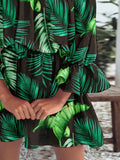Size Floral Off-Shoulder Flounce Sleeve Mini Dress Plus Size DJPT