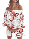 Size Floral Off-Shoulder Flounce Sleeve Mini Dress Plus Size DJPT