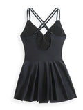 Front Crisscross Double Spaghetti Strap One-Piece Swimwear DJPT